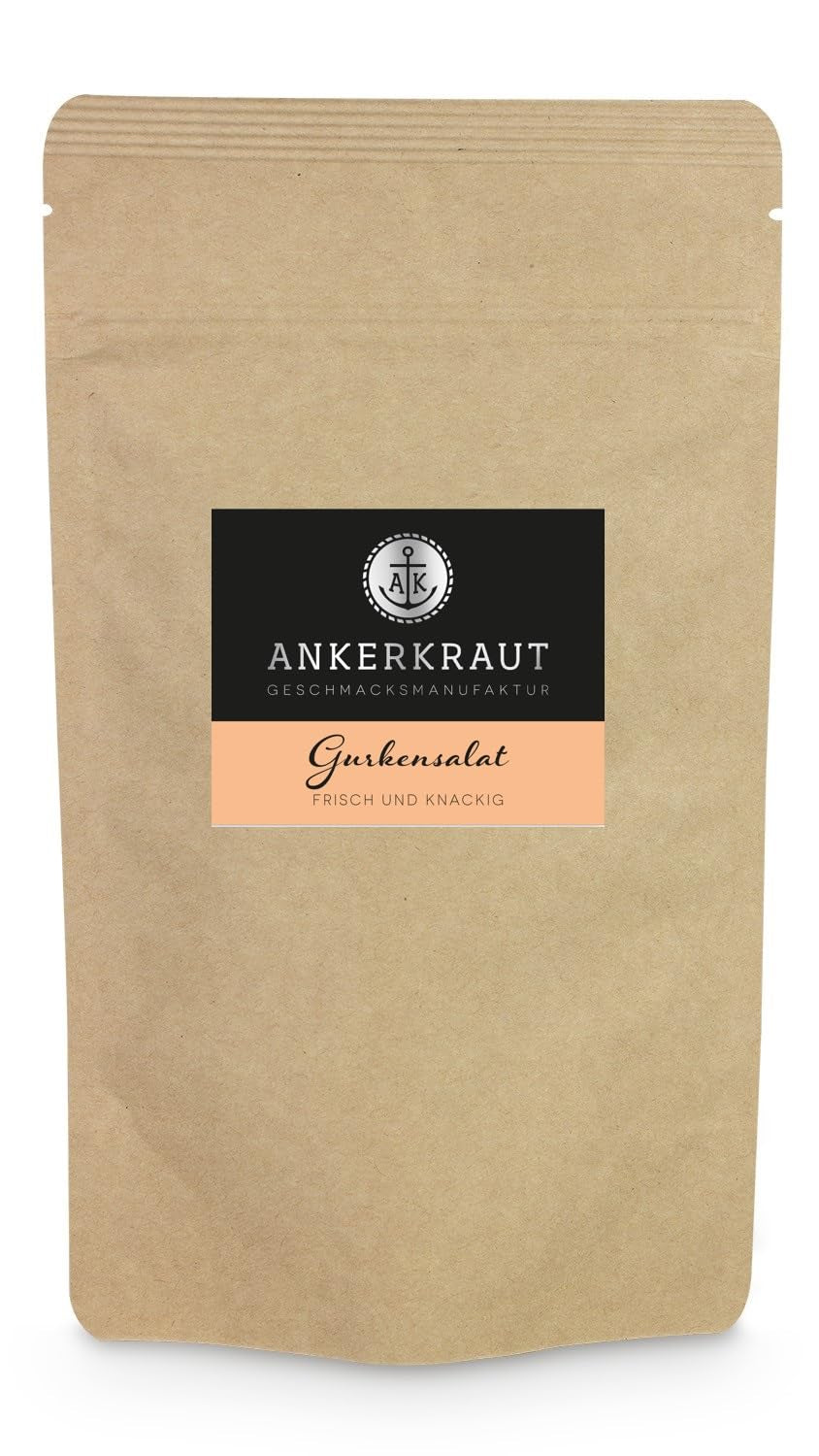 Ankerkraut Gurkensalat, 60 g i et korkglas, Würze Gherken-Salat Ganz Einfach, Zuckerfrei og Ohne Gesmackverstärker, Mischung würzender Ingrediens für Salat