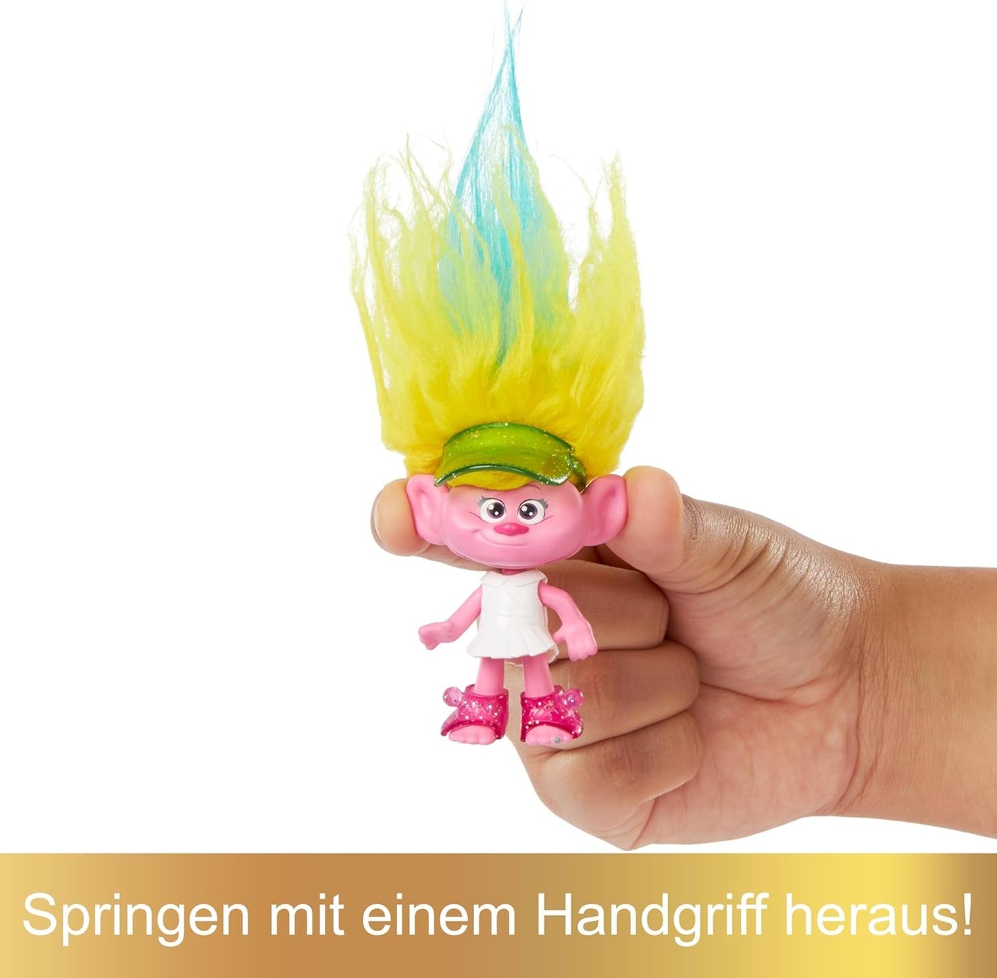 Mattel DREAMWORKS TROLLS United We Stand - Behårede overraskelser Viva Dukke med lyst gult plyshår og 3 overraskelsestilbehør, til børn fra 3 år og opefter, HNF11