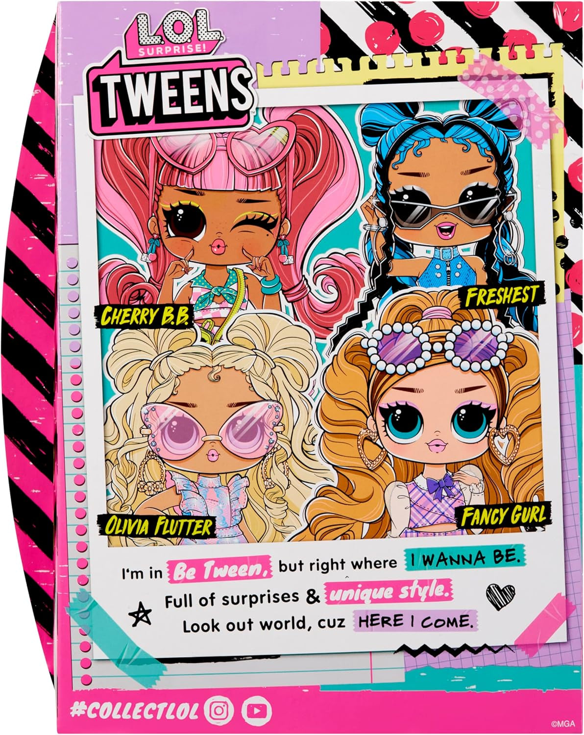 LOL overraskelse! Tweens Core Doll - Fancy Girl - Indeholder 1 modedukke med outfit og tilbehør, 4 samleobjekter, Rose