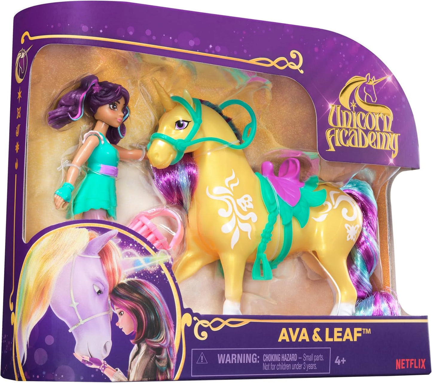 Unicorn Academy AVA og Unicorn Leaf Set - Originale figurer ca. 12 cm høje fra den populære Netflix-serie Med to tilbehør og hårbørster Til fantasifuldt rollespil, for børn fra 4 år og opefter Actionfigurer Naty Shop