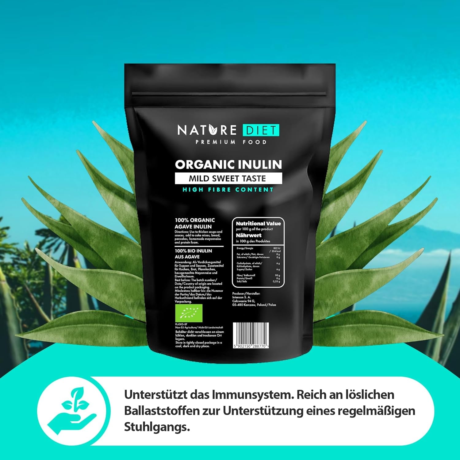 Naturkost - Bio-Inulin 1 Kg | Aus Agave | Natürliches Präbiotikum Sweeteners Naty Shop