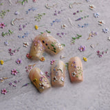 JMEOWIO 3D Nagelsticker Blume Frühling Sommer Floral Nail Art Sticker Selbstklebend Nagelaufkleber 5D Stereoskopisk Dekoration Nageldesign Zubehör 1 Blatt