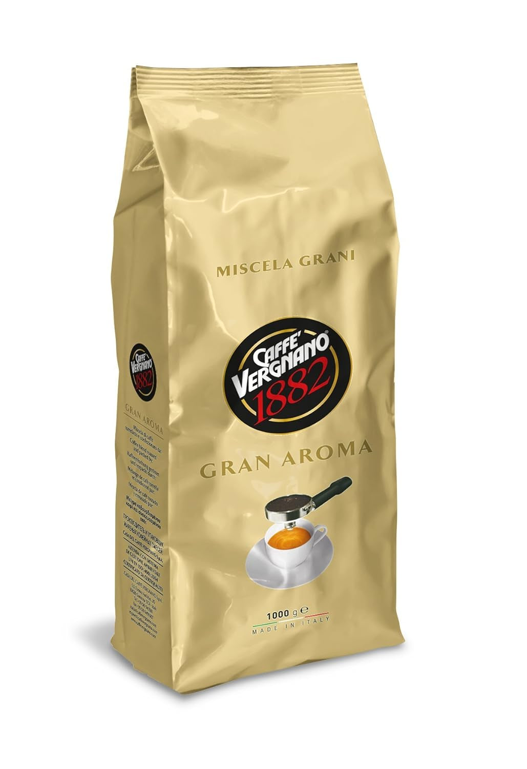 8 x CAFFE VERGNANO GRAN AROMA Hele kaffebønner 1000g