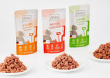 MjAMjAM - Premium våd kattefoder - Blandet pakke I - Kylling, oksekød, hjerter 12 pakke (12 x 125 g), kornfri med ekstra kød
