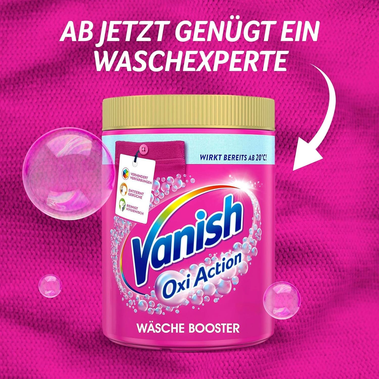 Vanish Oxi Action Powder Pink - 1.125 Kg - klorfri pletfjernelse og vasketøjsforbedringspulver - til farvet vasketøj Vaskemidler Naty Shop