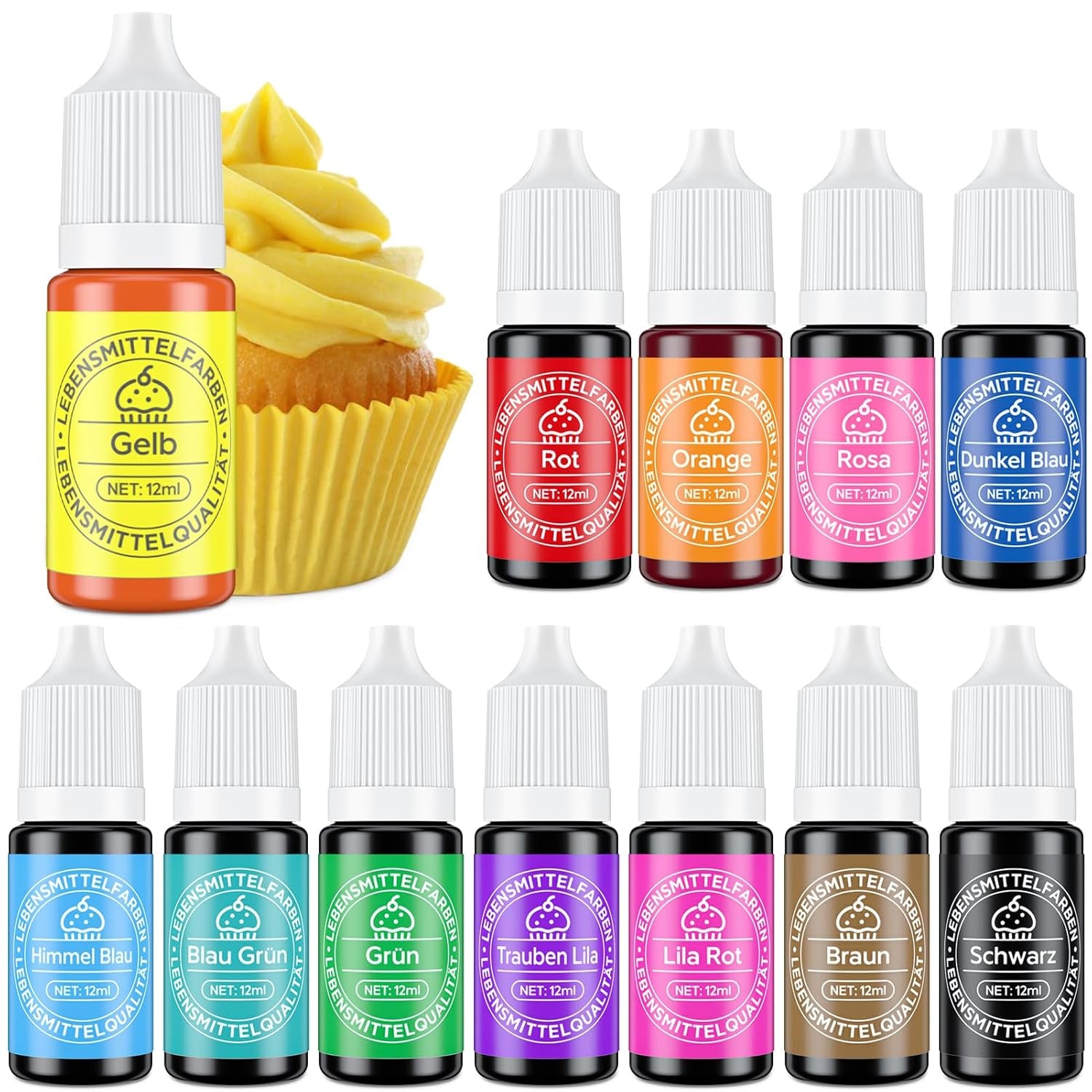 Flydende madfarvesæt 12 x 12 ml Naty Shop Standardtitel