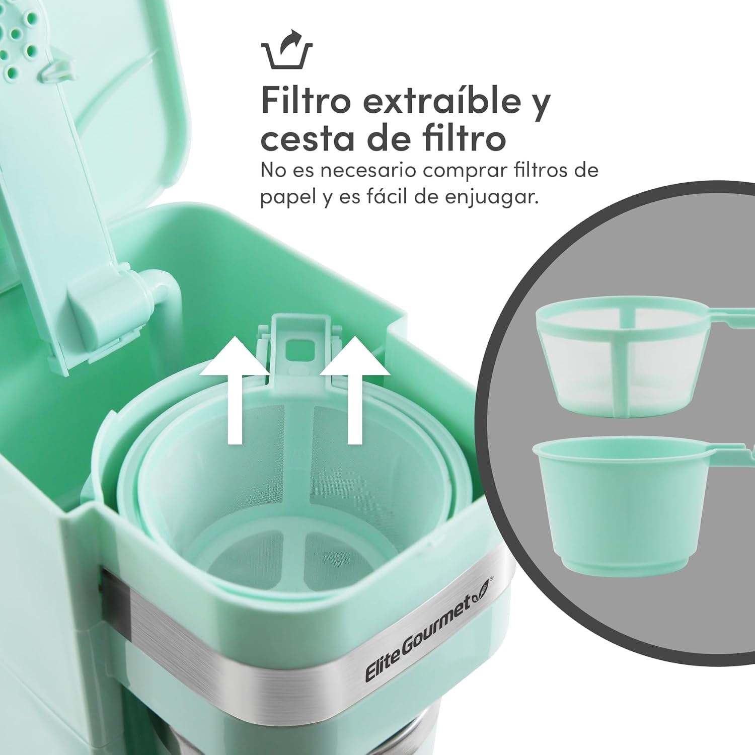 EHC113M# Kompakt personlig enkeltservefilter espressomaskine med rejsetermisk krus i rustfrit stål inde i malet kaffe Genanvendeligt filter Mintgrønt 400 ml