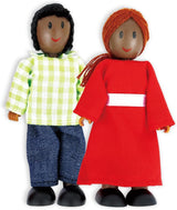Hape dukkefamilie - 6-delt mørkt læder dukkehustilbehør sæt med figurer af træ og stof, foregive leg, pædagogisk legetøj, interaktivt lærelegetøj til børn fra 3 år og opefter