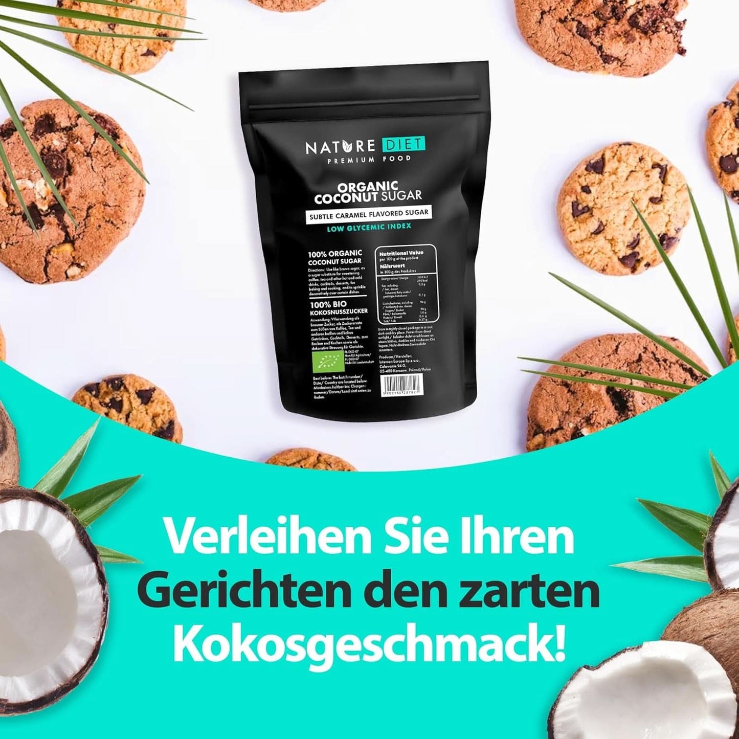 Økologisk kokossukker, karamelsmag, 1,5 kg sødemidler Naty Shop
