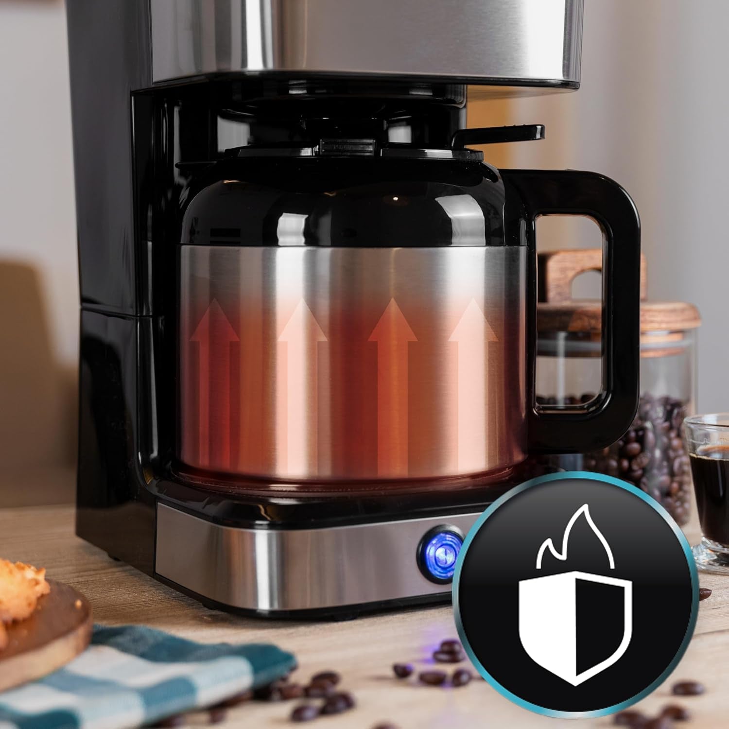 Cecotec Coffee 66 Drop & Thermo dryp kaffemaskine, 950 W, 1,2 L, 10 kopper, ExtremeAroma teknologi, anti-dryp funktion, vandstandsindikator, genanvendeligt hovedfilter, overophedningsbeskyttelse