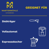 Espressobønner Martermühle Cioccolato 500g Stærk | Arabica/Robusta | Smag: Macadamianødder, mælkechokolade | Let ristede hele espressobønner, lav syre