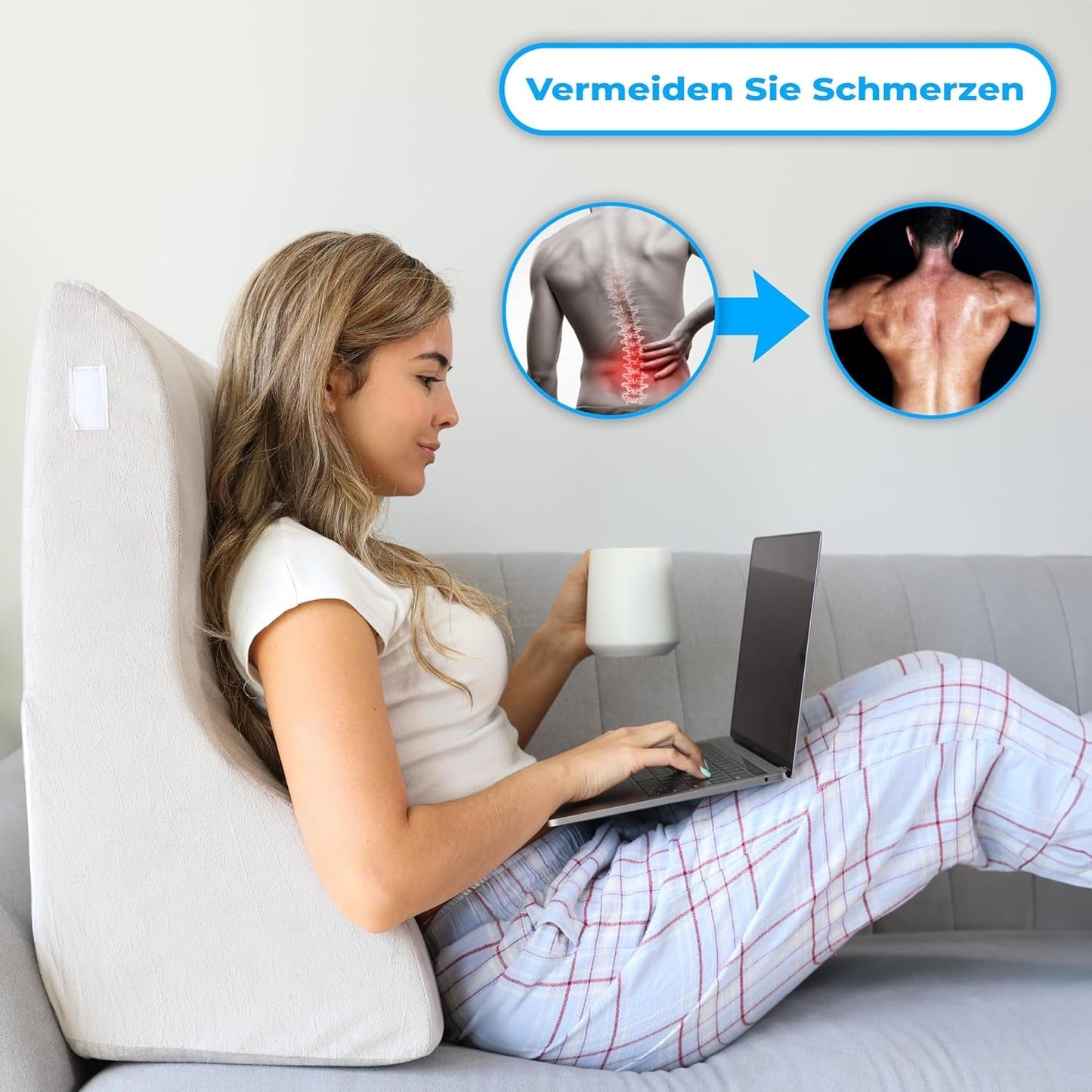 Memory Foam læsepude | Ergonomisk rygpude og kile til seng, sofa og sofa | Ortopædisk støttepude til rygsmerter og spændinger