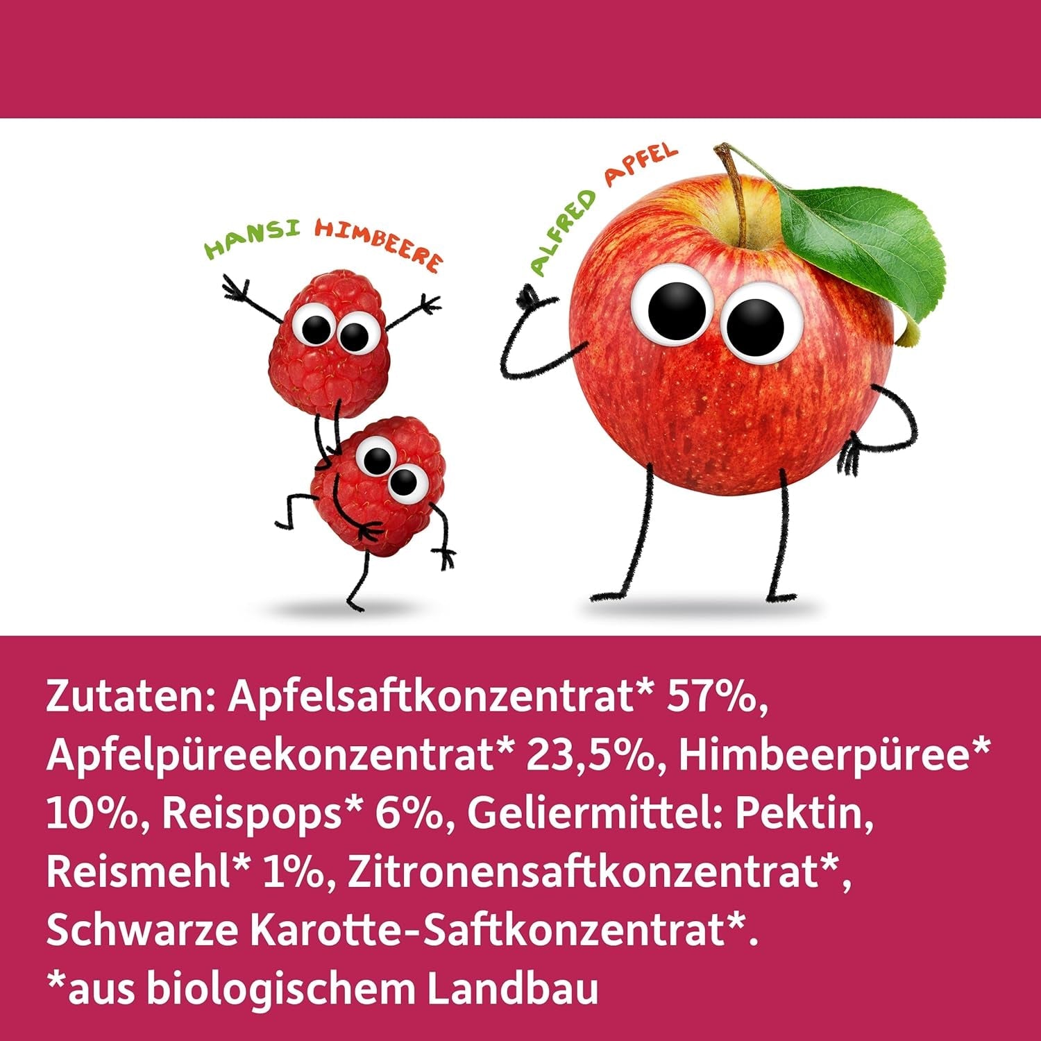 FRECHE FREUNDE Økologiske frugtgeléer, æble, hindbær og ris slikkepinde, frugtagtig sød snack til børn, glutenfri, vegansk, pakke med 20 stk (20 x 30 g)