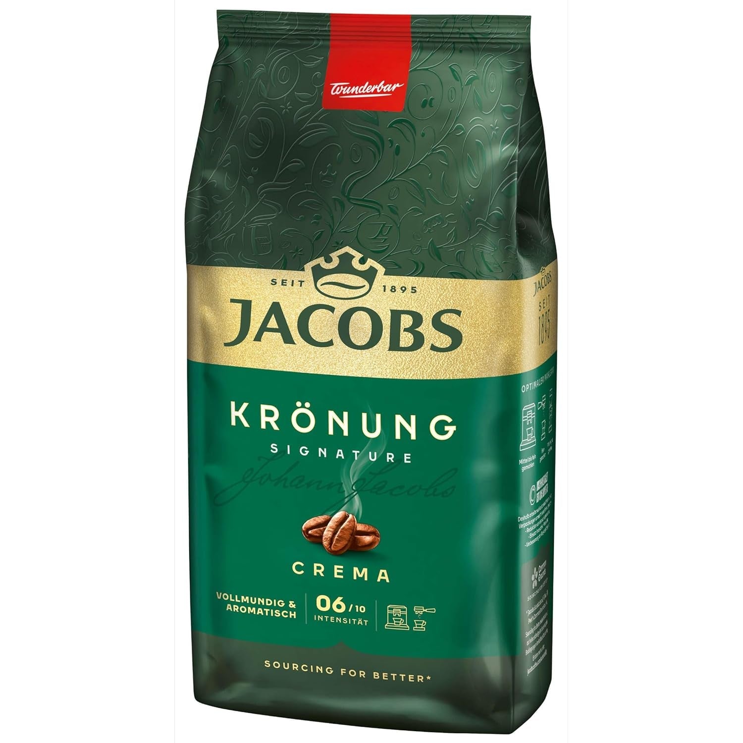 Jacobs Krönung fløde, hele bønnekaffe, pakke med 4 (4 x 1000 g)