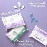 Naïf - Plastfri vådservietter - 1296 stykker (24 x 54 vådservietter) - Babybund, krops- og ansigtspleje - 99 % vand - 0 % duft og alkohol