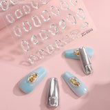 JMEOWIO 6 Blatt 3D Nagelsticker Goldene Unregelmäßige Geometrisk Nail Art Sticker Selbstklebend Nagelaufkleber 5D Stereoskopisk Dekoration Nageldesign Zubehör