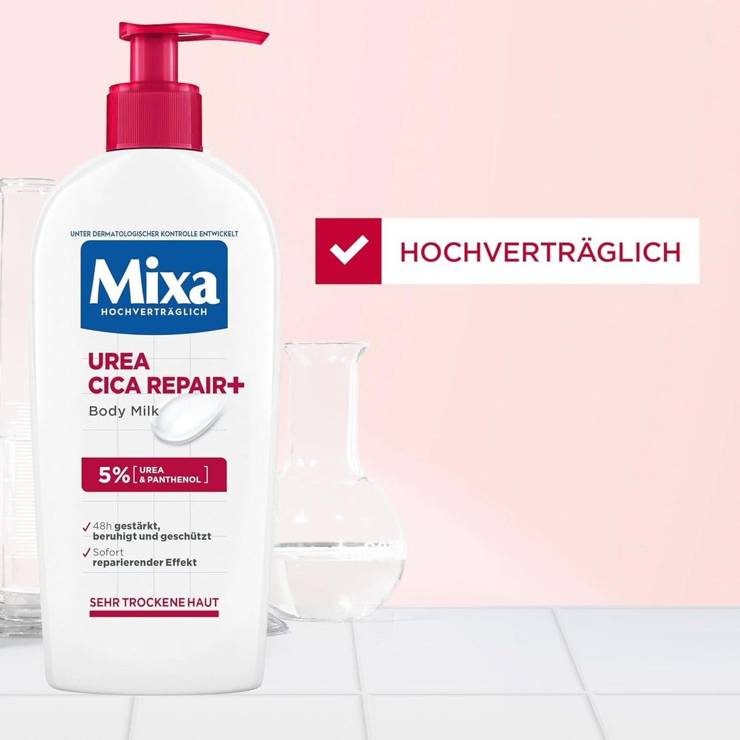 Mixa Urea Cica Body Lotion XXL, Med urinstof og regenererende panthenol, Beroligende og beskyttende kropsmælk, Til tør hud, 400 ml Brusebad og bad Naty Shop