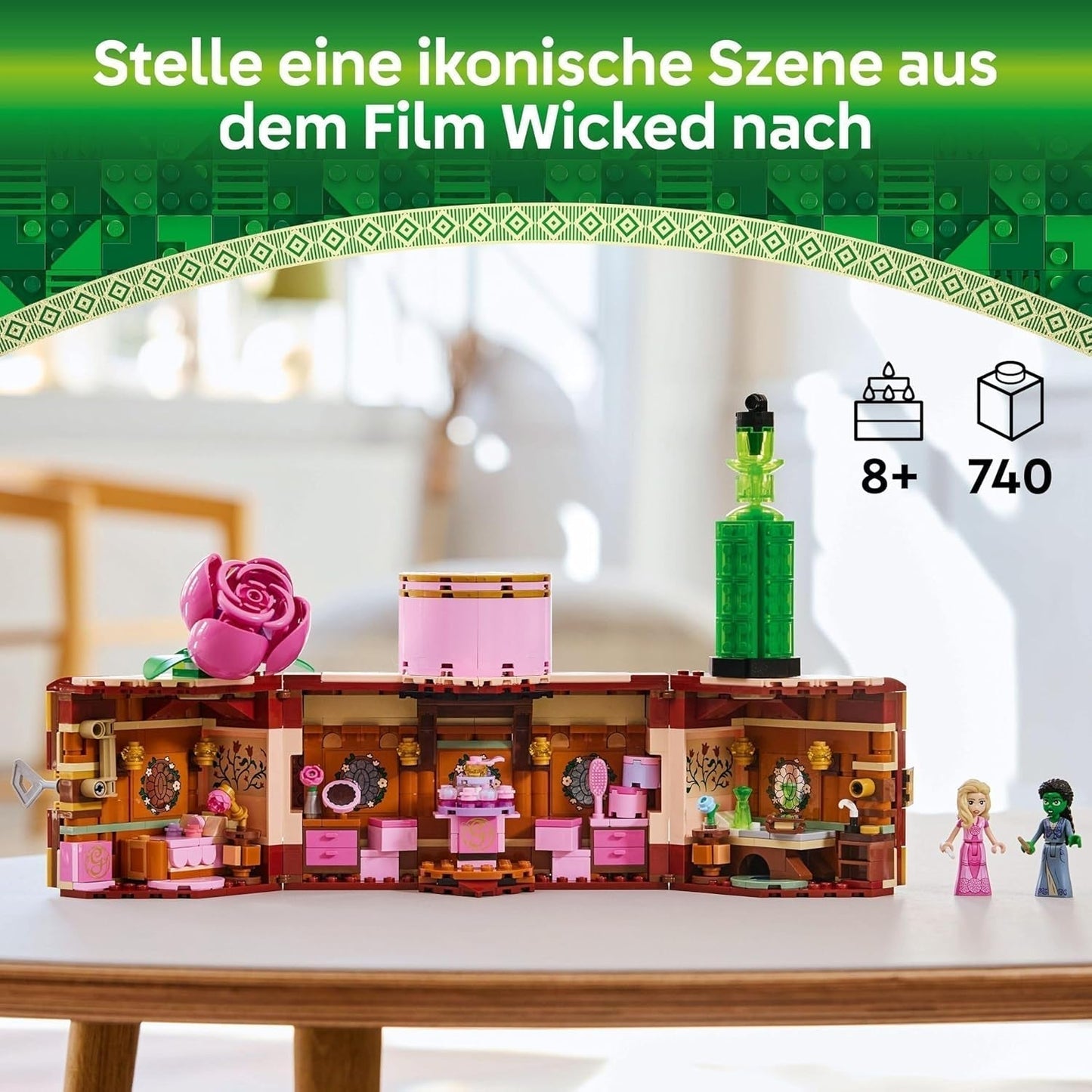 LEGO Wicked Glinda og Elphabas soveværelse - Dukkehus med 2 mini Witches of Oz-dukker, cool tilbehør inklusive blomster og outfits - Kreativt legetøj til piger på 8+ og fans - 75683 Byggesæt Besuche den LEGO-Store