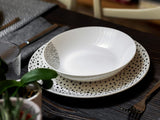 Grafisk bordservice, 18 dele til 6 personer, porcelæn, hvid