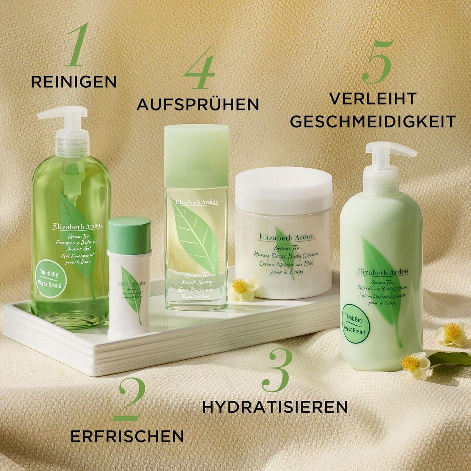 Elizabeth Arden - forfriskende bodylotion med grøn teekstrakt duft, 500 ml Brusebad og bad Naty Shop