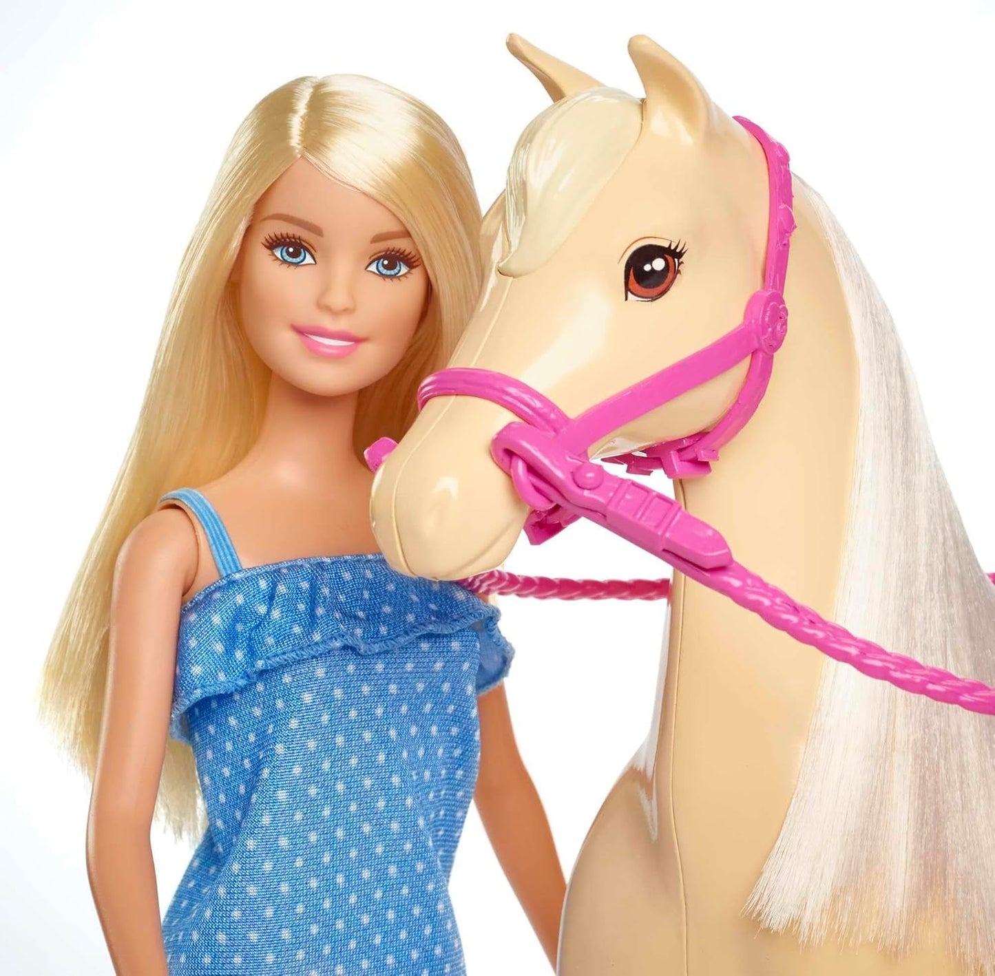 Barbie dukke og hestelegetøj, ridetilbehør, inkluderer 1 dukke og 1 hest, velegnet som gave til børn fra 3 år og derover, FXH13