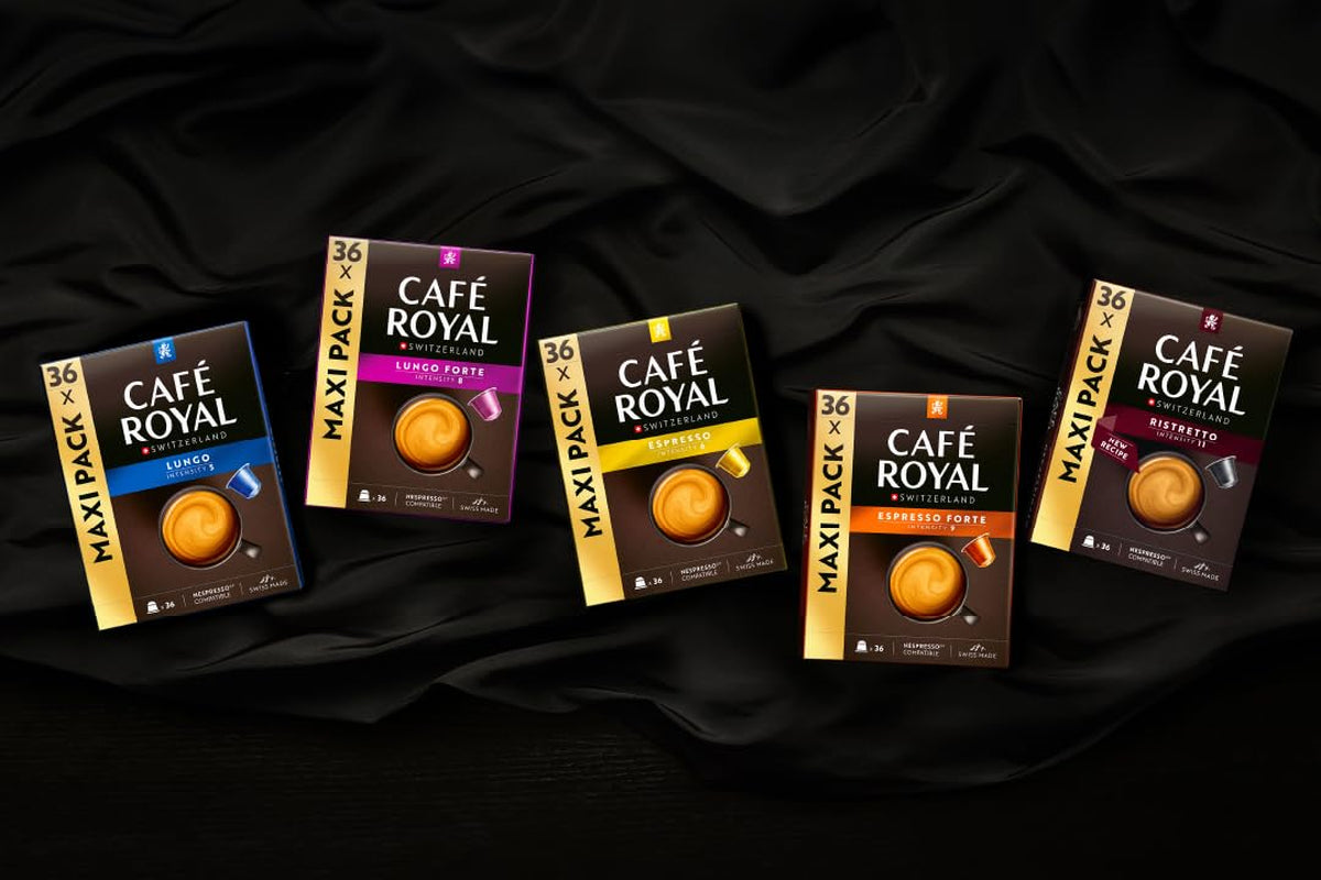 Café Royal Lungo Forte – Nespresso®-kompatible kaffekapsler, 100% Arabica, würzig, dunkle Röstung, Intensität 8/12, Rainforest Alliance, 36 kapsler