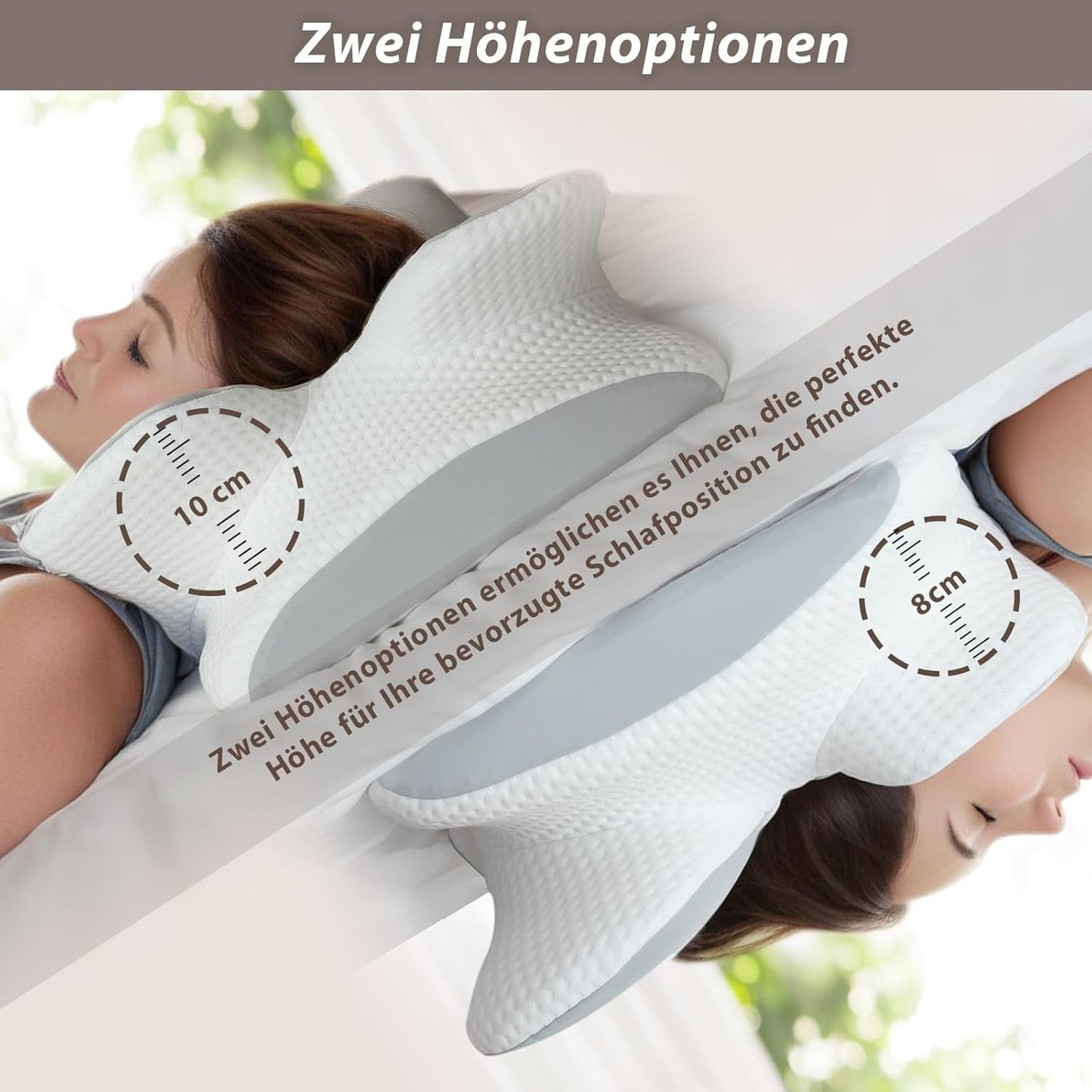Nakkepude Ortopædisk Hovedpude Memory Foam Pude Side Impact Pude - Ergonomisk design Hul form til side, ryg og abdominal stød lysegrå cervikal ortopædiske puder Naty Shop