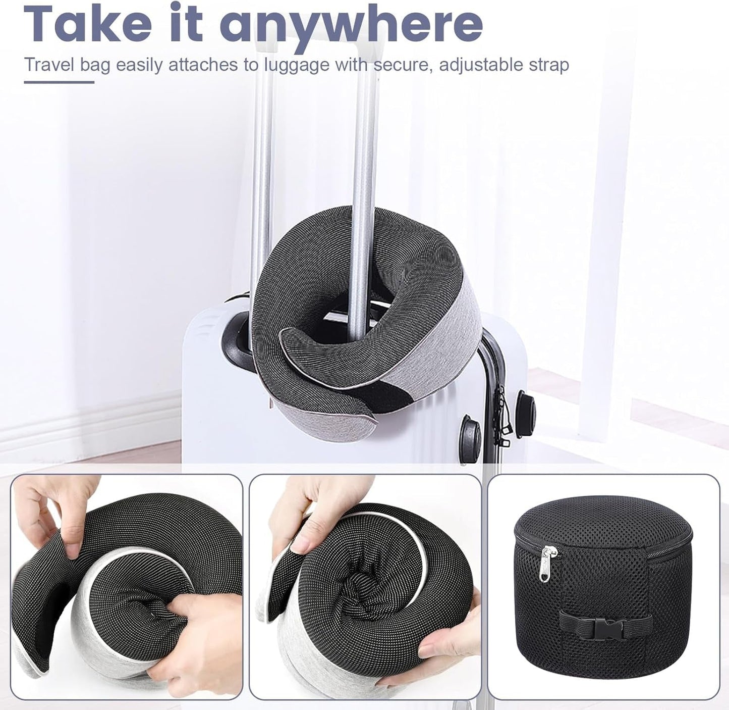 Nakkepude Memory skum rejsepude Ergonomisk design Memory skum nakkepude med øjenmaske 2 ørepropper og opbevaringstaske Perfekt til at sove på vejen, når du er på rejse Naty Shop Cervikal ortopædiske puder