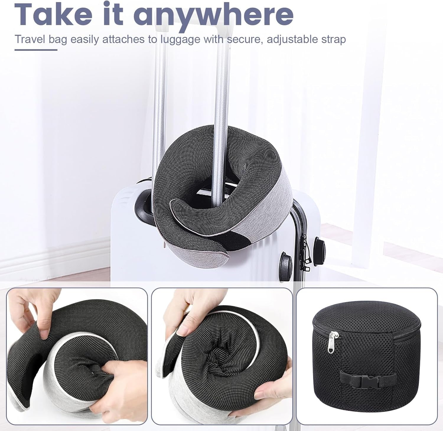 Nakkepude Memory skum rejsepude Ergonomisk design Memory skum nakkepude med øjenmaske 2 ørepropper og opbevaringstaske Perfekt til at sove på vejen, når du er på rejse Naty Shop Cervikal ortopædiske puder