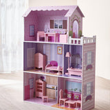 Olivia's Small World Giant Dukkehus, stort trædukkehus med møbler og tilbehør, 3-etagers dukkehus til børn, dukkehus til 12" dukker, 3 år + Naty Shop dukkehuse