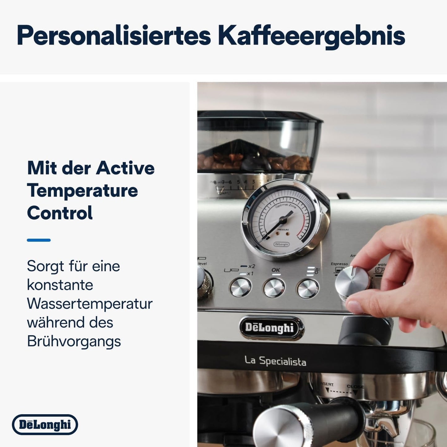 De'Longhi La Specialista Arte EC9155.MB portafilter espressomaskine med kværn, 8 maleindstillinger, 15 bar tryk, 3 temperaturindstillinger, mælkeskummer, 1550W, 1,7L tank, rustfrit stål/sort, inklusive barista kit