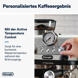De'Longhi La Specialista Arte EC9155.MB portafilter espressomaskine med kværn, 8 maleindstillinger, 15 bar tryk, 3 temperaturindstillinger, mælkeskummer, 1550W, 1,7L tank, rustfrit stål/sort, inklusive barista kit