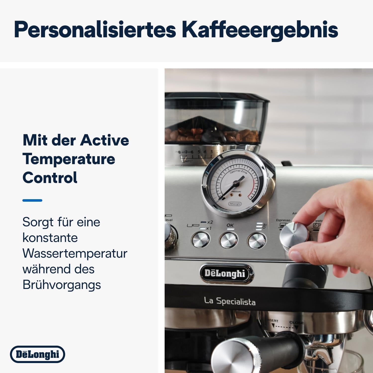 De'Longhi La Specialista Arte EC9155.MB portafilter espressomaskine med kværn, 8 maleindstillinger, 15 bar tryk, 3 temperaturindstillinger, mælkeskummer, 1550W, 1,7L tank, rustfrit stål/sort, inklusive barista kit