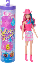 Barbie Color Reveal Dukke og tilbehør med 6 overraskelser, Disco Star Series med metallisk glitter og farveskiftende top (stile kan variere), JCP01, 32 cm