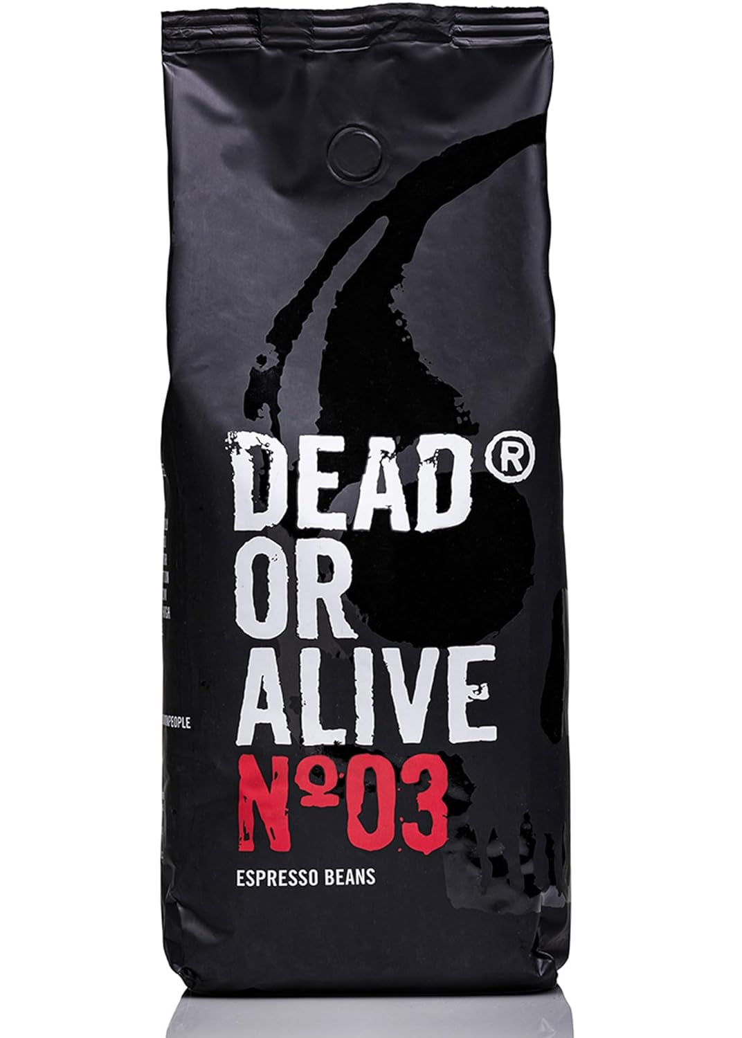 DEAD OR ALIVE Espresso No3 - Starke Espressobohnen 1kg - 100% Robusta - Kaffeebohnen für Kaffeevollautomat und Espressomaschine - Ganze Bohnen mit viel Koffein aus Italien - Kaffebønner