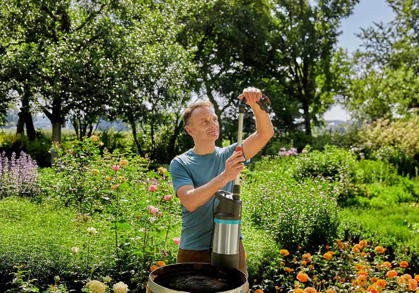Gardena teleskoprørforlænger: Forlængerrør til regnvandstøndepumper, 21 cm, ideel til længere vandtanke, gevind 33,3 mm (G1 tomme) / 33,3 mm (G1 tomme) (1420-20)