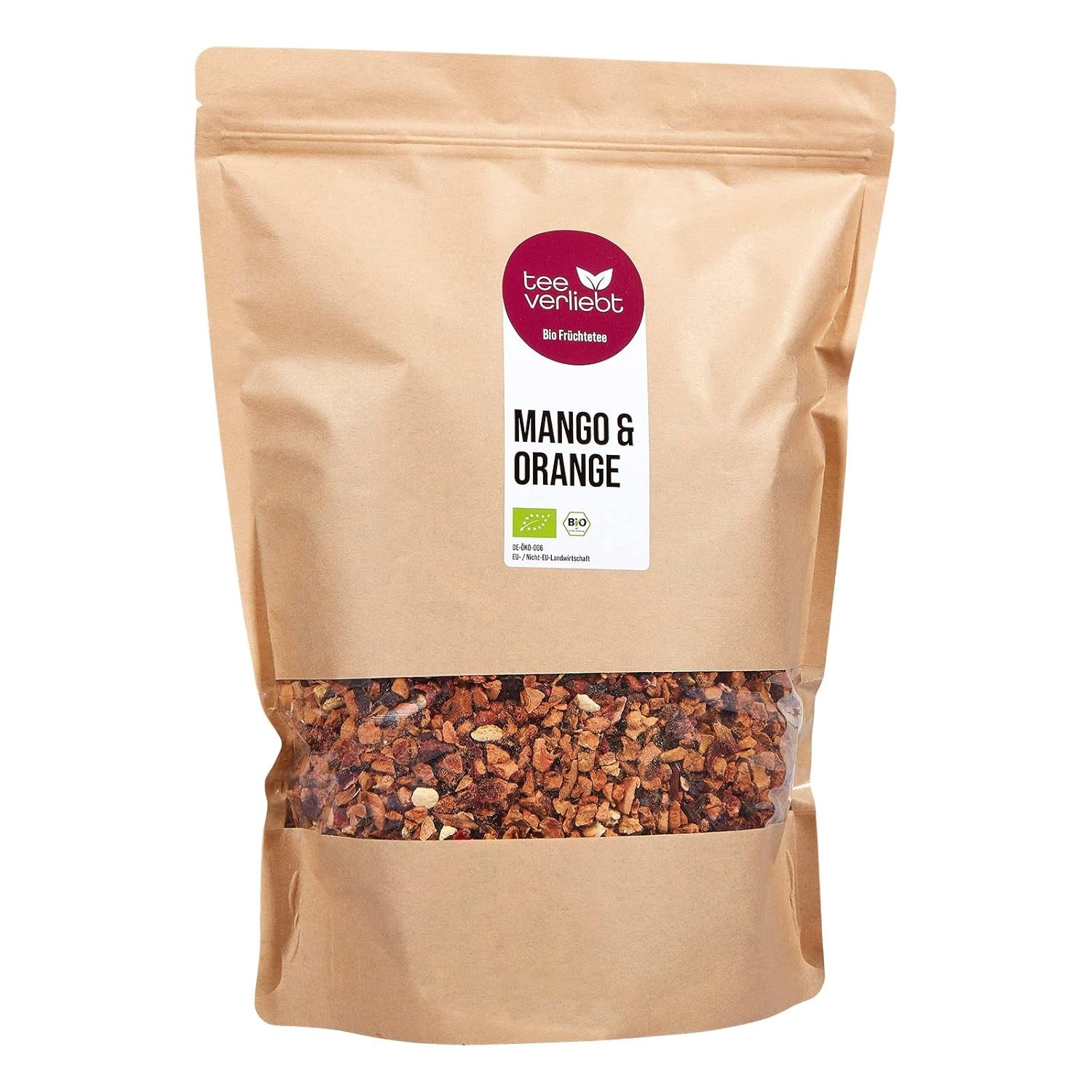 Teeverliebt - Løs frugtte Mango & Appelsin 1000 G I Løs frugtte I Blanding af sommerteer fra kontrollerede økologiske afgrøder I Løs økologisk frugtte 1 kg