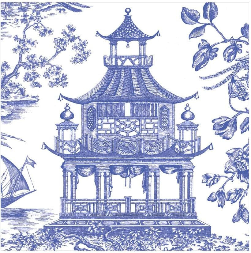 Toile Pagode Chinoiserie frokostservietter, blå, 20 stk. pr. pakke