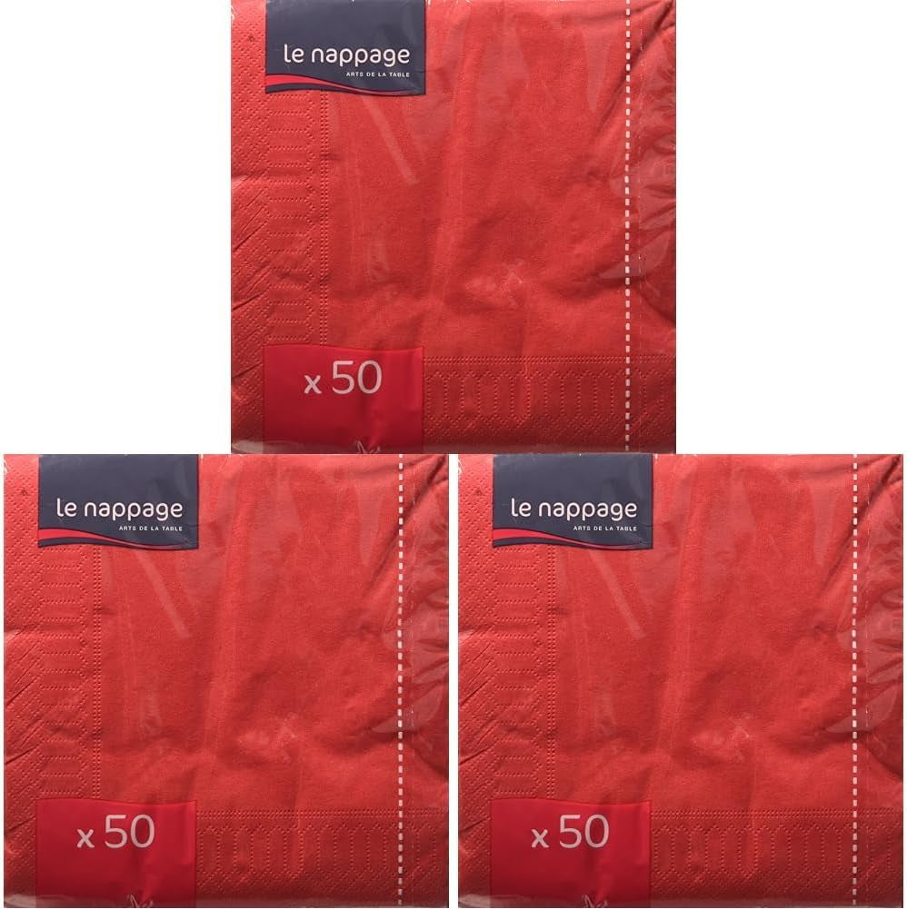 50 væv, bomuld, 33 x 33 cm, 2-lags, FSC-rød, cellulose, 33 x 33 cm (pakke med 3)