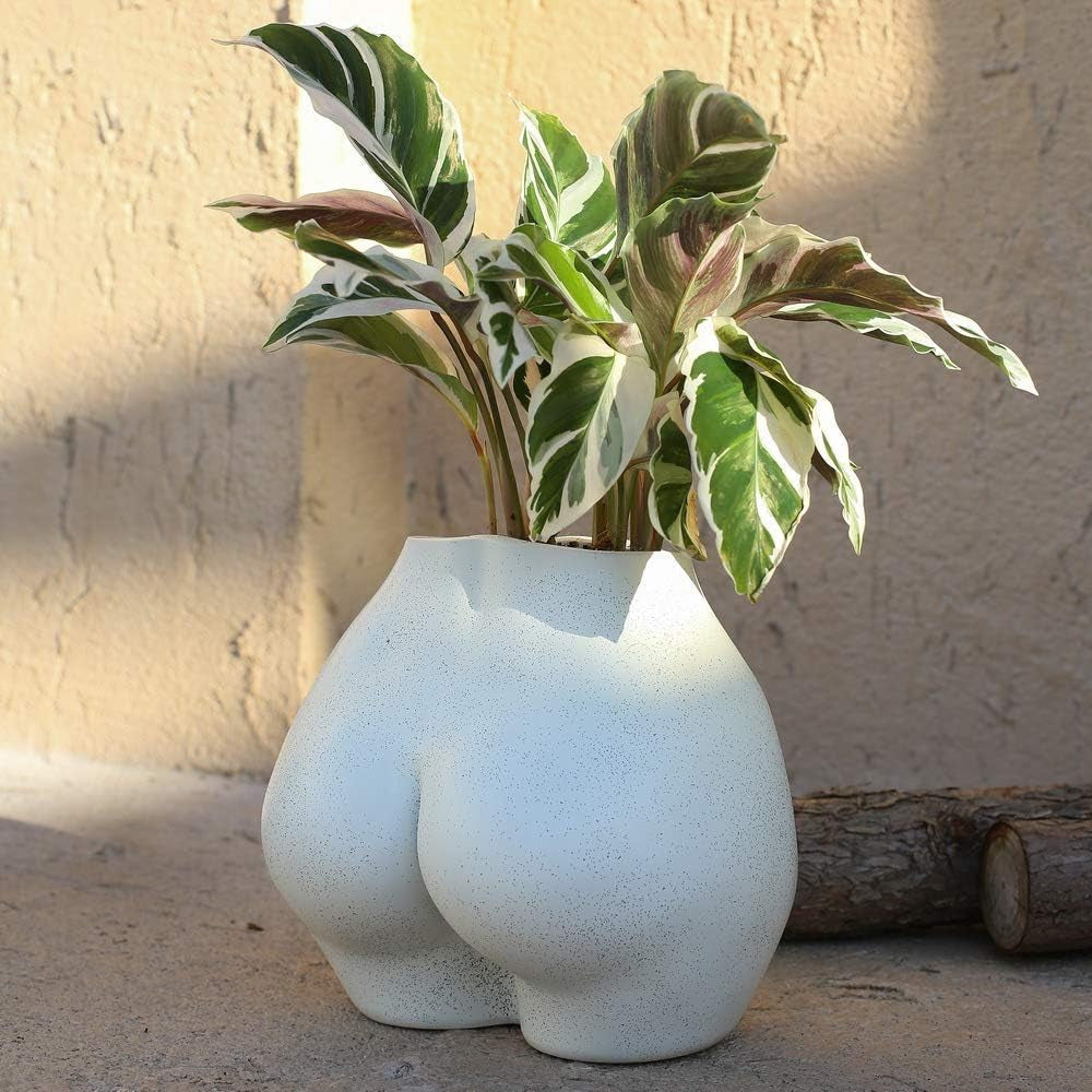 Kunstig kropsvase, blomsterpotte til hunkrop med drænhuller, moderne harpiksurtepotte, moderne Boho-design, kunstig potteplante til indendørs indretning