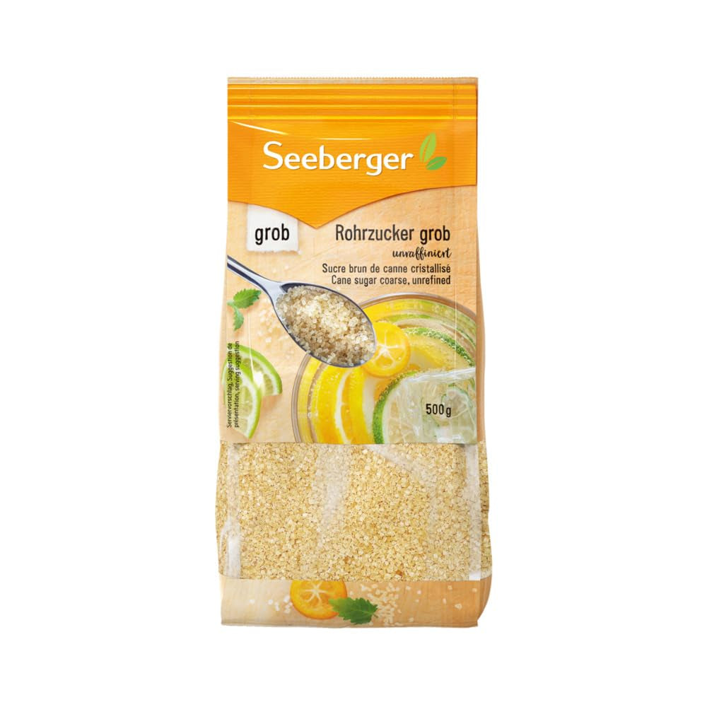 Seeberger Rohrzucker Grob 5Er Pakke: Vollrohrzucker Besonders Aromatisch - Ideal Für Cocktails Und Zum Backen - Grob - Uraffineret, Vegansk (5 X 1 Kg) Sødemidler Naty Shop 500 G (12Er-Pack)