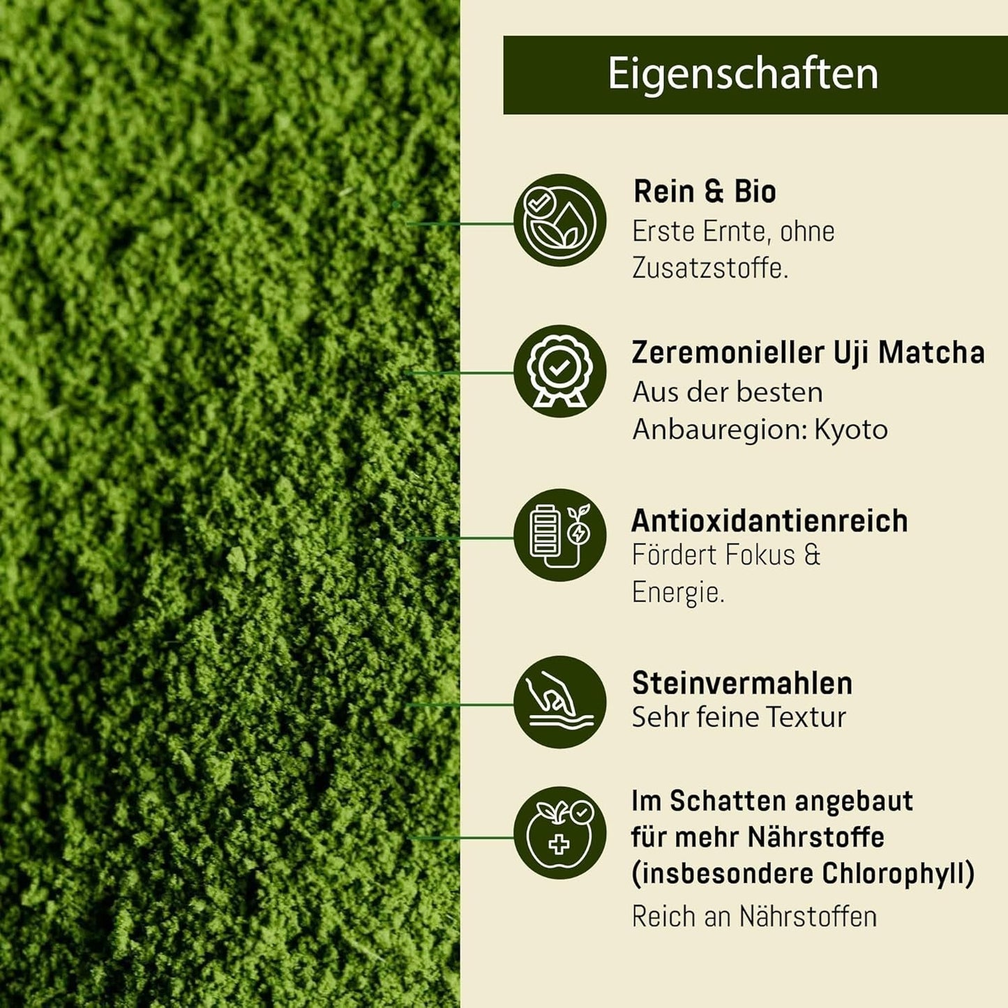 Ceremoniel UJI - 30 g æske - Bio - 100 % japansk Matcha - Første høst - Ren Matcha - Malet