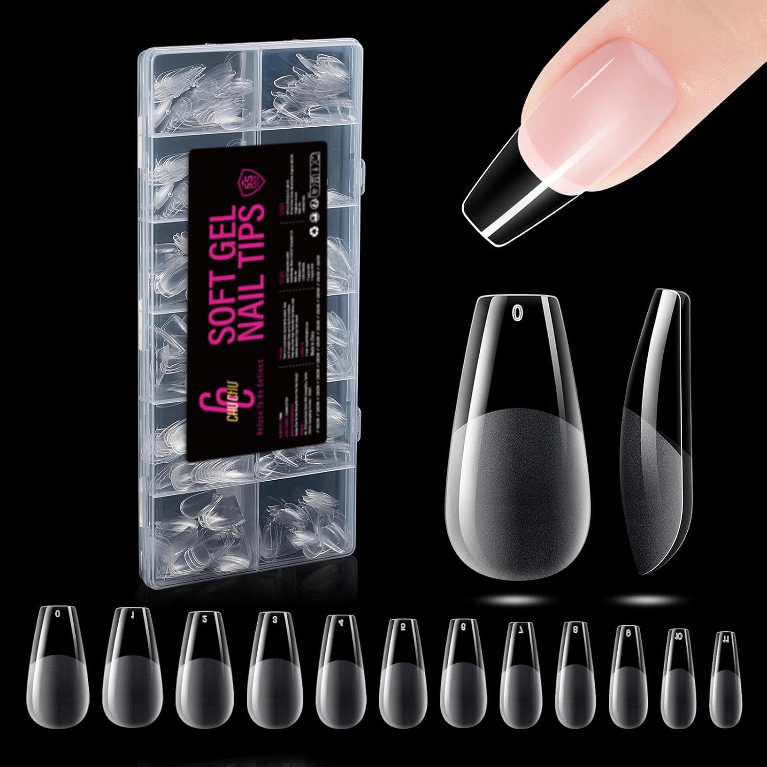 504 stk Ballerina Medium Gel Negletyper: Gel Neglespidser PMMA Falske Negle Negle Extensions Kunstige negle 12 str.