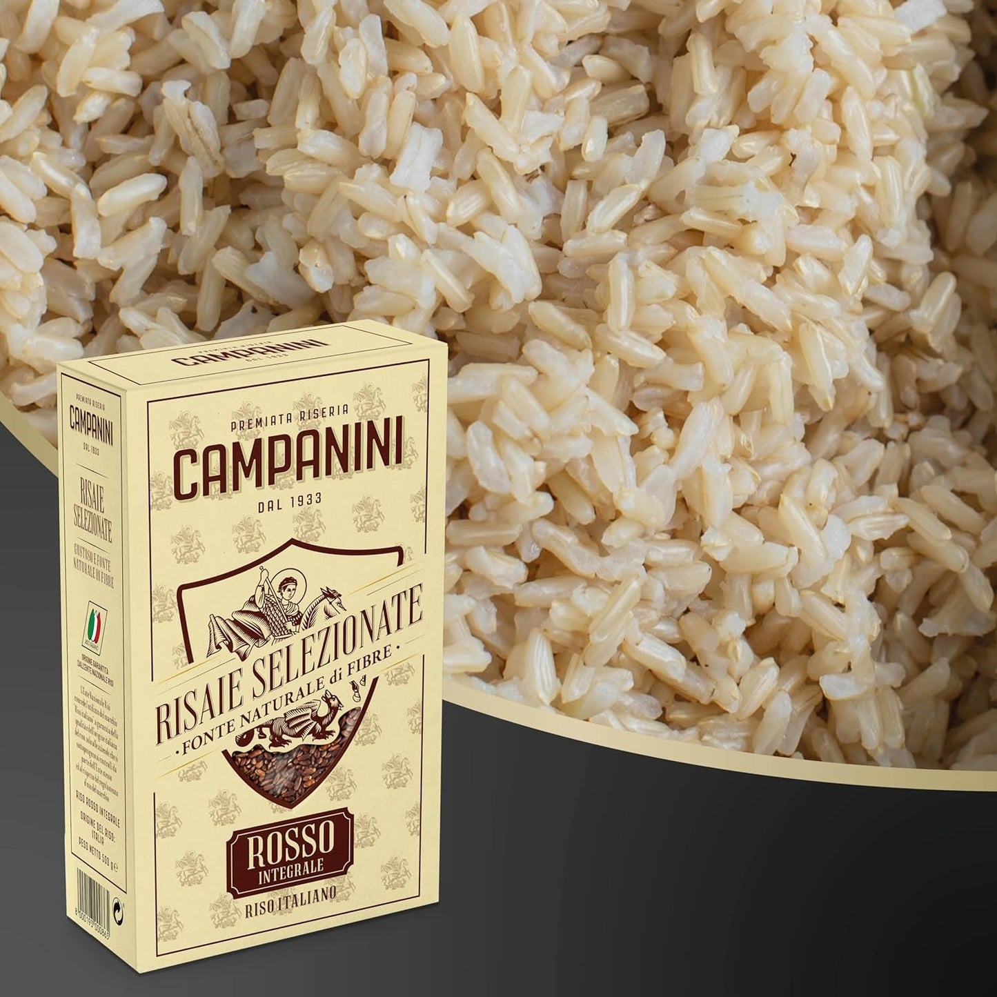 RISO ROSSO INTEGRALE Røde ris med fuldkorn RISERA CAMPANINI 500g fra Italien