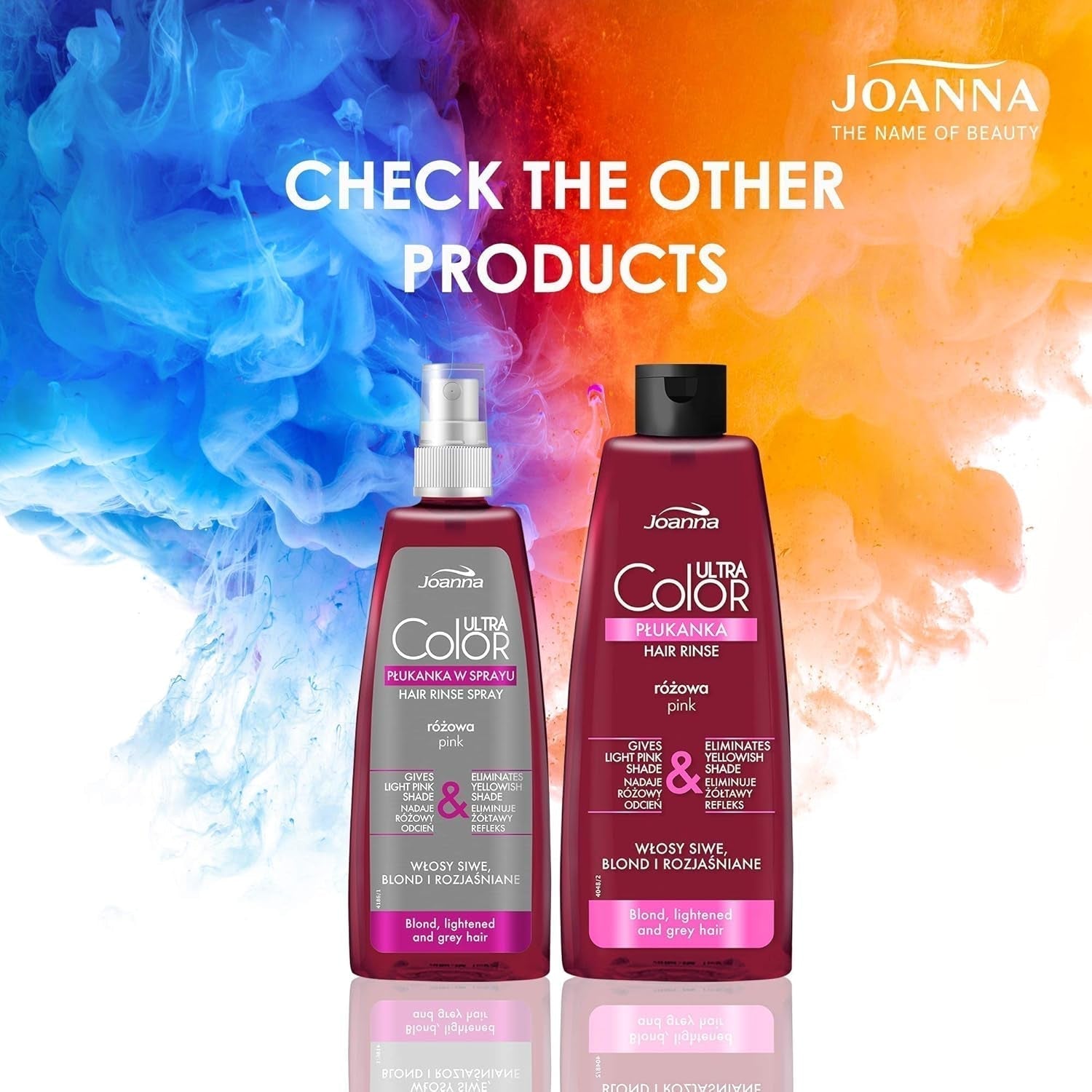 Joanna Ultra Color - Pink farvebalsam til blondt og lyst hår - Pastelrosa - Naturlig glans - Fjerner den gule nuance fra gråblondt hår - Midlertidig effekt - 150 ml Hårfarve Naty Shop