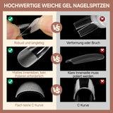 Ballerina Gel Neglespidser 216 stk. 12 Størrelser Soft Gel Negle Tips Full Cover Negle Extension Sæt Semi Matt DIY Home Art
