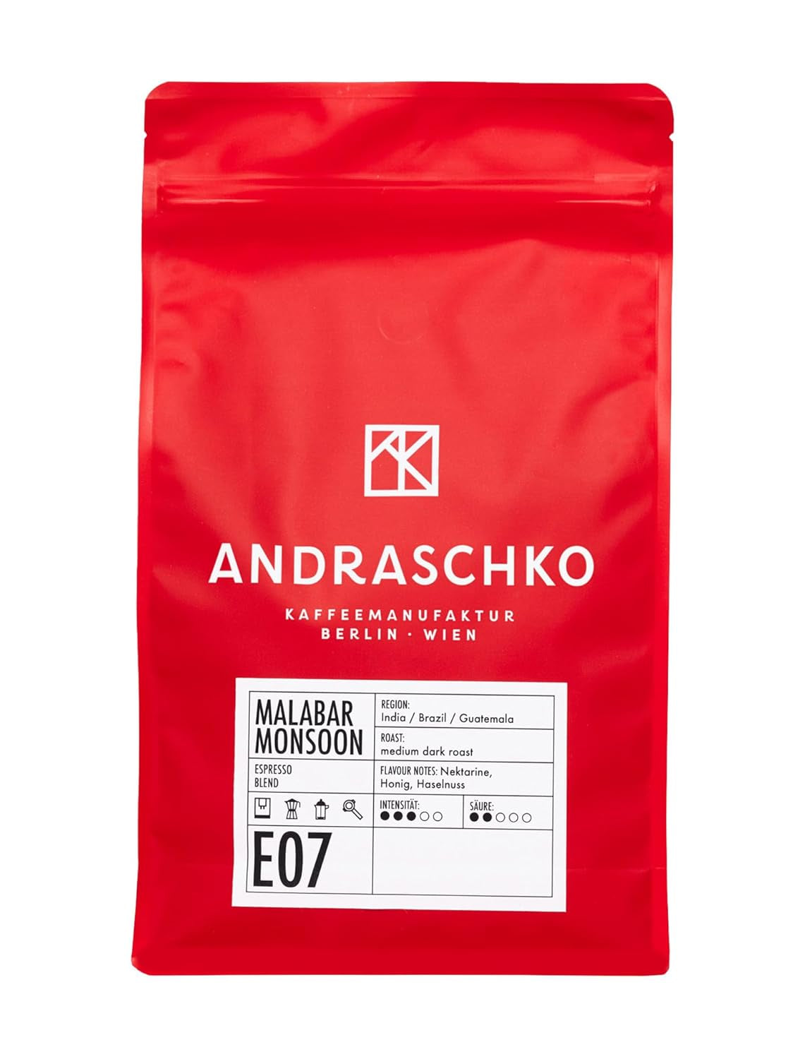 Malabar Monsoon Espresso Blend - 100% Arabica aus Indien, Brasilien & Guatemala - säurearm & ausgefungen mit Nektarine, Honig & Haselnuss - ganze Bohnen, medium mørk stegt - 1 kg