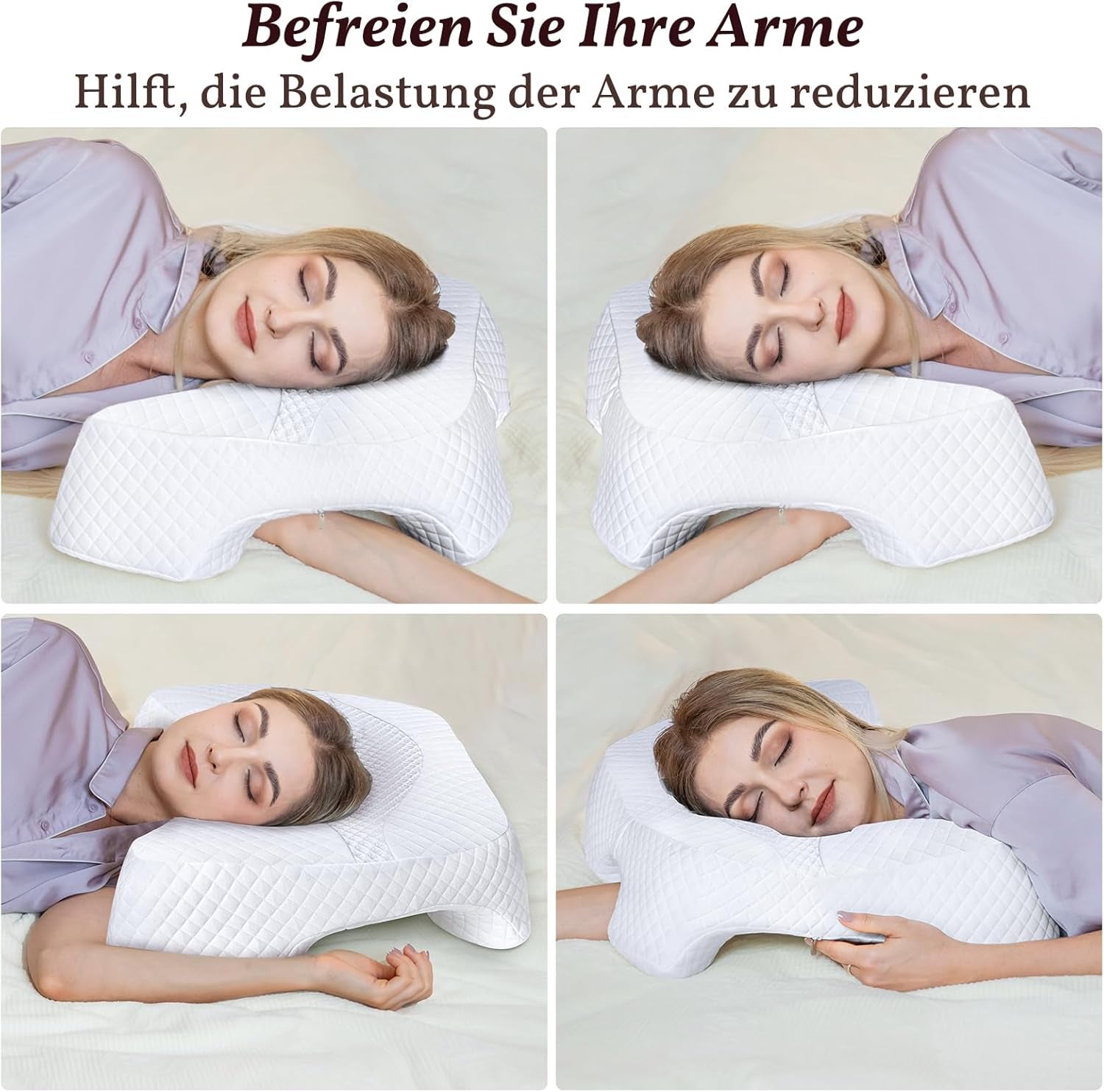 SAHEYER sidesovepude med arm, ergonomisk ortopædisk pude, nakke- og skulderhukommelsesskumpude, nakkepude med flervinklede arme til mange sovestillinger (hvid) Cervikale ortopædiske puder Naty Shop