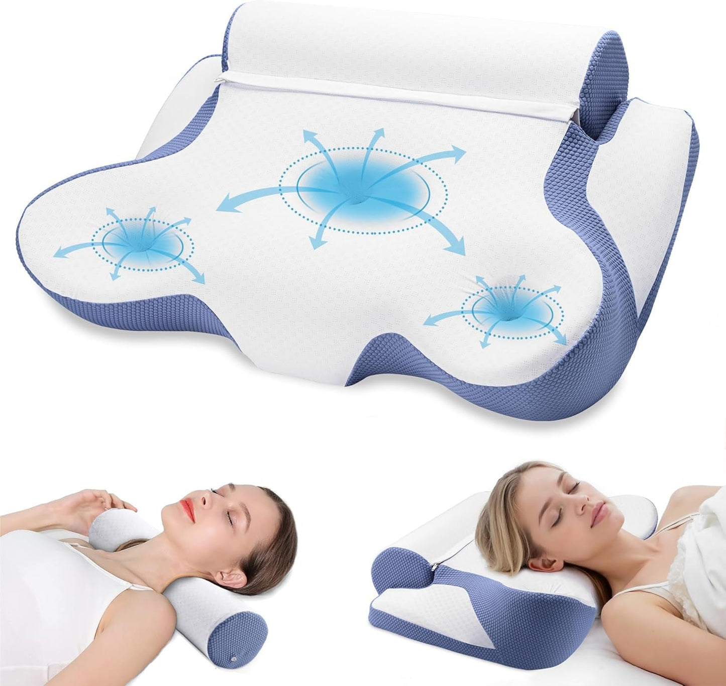 TopEsct Memory Foam-pude, sidesovepude, nakkepude, hovedpude til side- og rygsover (grå)