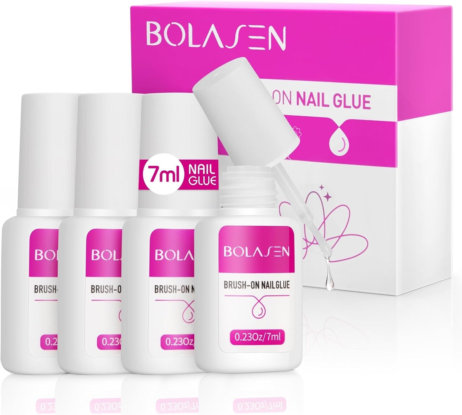 Neglespidslim, BOLASEN Ekstra stærk neglelim, 4 stk. revnet neglelim, neglelim, ekstra stærk kunstig neglelim, neglelim - 4 * 7ml